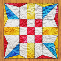 Blazing Caltrop Quilt Block Pattern | 16", 18", 20", 22", and 24" Size Versions Included # 396-B-2
