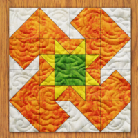 Squash Flower Quilt Block Pattern | 6", 8", 10", 12", and 14" Size Versions Included # 438-B-1