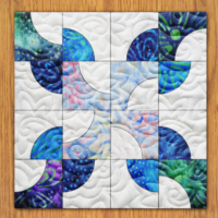 Drunkards Path Quilt Block Pattern | 6", 8", 10", 12", and 14"  Size Versions Included # 219-B-1