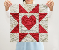 Hearts and Stars Quilt Block Pattern | 6", 8", 10", 12", and 14"  Size Versions Included # 188-B-1