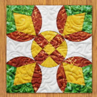 Sunflower Biscuits Quilt Block Pattern | 6", 8", 10", 12", and 14"  Size Versions Included # 356-B-1