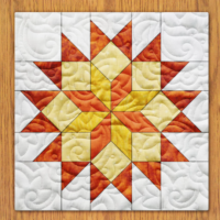 Golden Asters Quilt Block Pattern | 6", 8", 10", 12", and 14"  Size Versions Included # 350-B-1