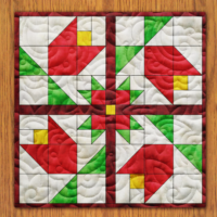 Tulips Star Quilt Block Pattern | 6", 8", 10", 12", and 14" Size Versions Included # 453-B-1