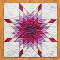 Pomegranate Feathered Stars Quilt Block Pattern | 6", 8", 10", 12", and 14"  Size Versions Included # 291-B-1