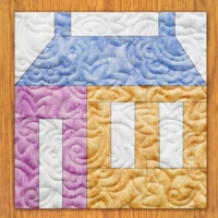 Pastel Village Quilt Block Pattern | 6", 8", 10", 12", and 14" Size Versions Included # 192-B-1