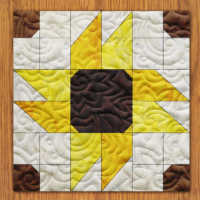 Sunny Flower Quilt Block Pattern | 6", 8", 10", 12", and 14" Size Versions Included # 400-B-1