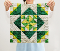 Cubic Lime Quilt Block Pattern | 6", 8", 10", 12", and 14" Size Versions Included # 374-B-1