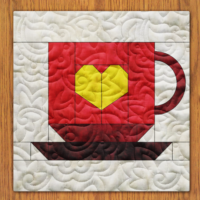 Coffee Lover Quilt Block Pattern | 16", 18", 20", 22", and 24" Size Versions Included # 441-B-2
