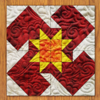 Squash Flower Quilt Block Pattern | 16", 18", 20", 22", and 24" Size Versions Included # 438-B-2
