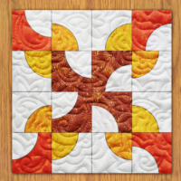 Drunkards Path Quilt Block Pattern | 16", 18", 20", 22", and 24"  Size Versions Included # 219-B-2