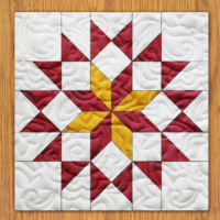 Golden Asters Quilt Block Pattern | 16", 18", 20", 22", and 24"  Size Versions Included # 350-B-2