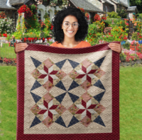 Ohio Star Box Variation Wall Quilt | 40x40 Inches # W - 306