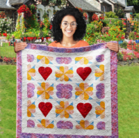 Hearty Flowers Wall Quilt | 40x40 Inches # W - 304
