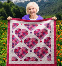 Plum Candy Hearts Wall Quilt | 40x40 Inches # W - 173