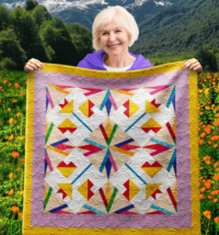 Carolina Lilies Variation Wall Quilt | 40x40 Inches # W - 313