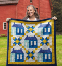 Pastel Village Wall Quilt | 40x40 Inches # W - 192