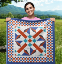 Blazing Caltrop Wall Quilt | 40x40 Inches # W - 396