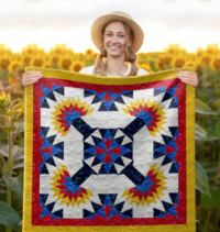 Morning Fruit Trees Wall Quilt | 40x40 Inches # W - 366