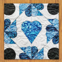 Hearty Flowers Quilt Block Pattern | 6", 8", 10", 12", and 14" Size Versions Included # 304-B-1
