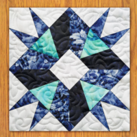 Ocean Orchids Quilt Block Pattern | 16", 18", 20", 22", and 24" Size Versions Included # 305-B-2