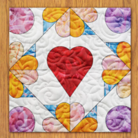 Hearty Flowers Quilt Block Pattern | 16", 18", 20", 22", and 24" Size Versions Included # 304-B-2