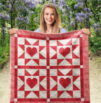 Hearts and Stars Wall Quilt | 40x40 Inches # W - 188