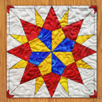 Eight Equal Pointed Stars Quilt Block Pattern | 6", 8", 10", 12", and 14" Size Versions Included # 426-B-1
