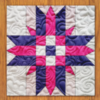 9 Patch Dahlias Quilt Block Pattern | 6", 8", 10", 12", and 14" Size Versions Included # 454-B-1