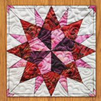 Eight Equal Pointed Stars Quilt Block Pattern | 16", 18", 20", 22", and 24" Size Versions Included # 426-B-2