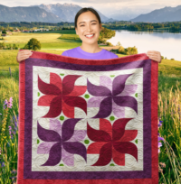 Drunkard Roses Wall Quilt | 40x40 Inches # W - 403