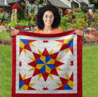 Eight Equal Pointed Stars Wall Quilt | 40x40 Inches # W - 426