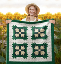 Triple Bear Paw Wall Quilt | 40x40 Inches # W - 476