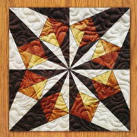 Eight Cube Sun Quilt Block PDF Pattern With Video Tutorial | 6", 8", 10", 12", and 14" Size Versions Included #  486-B-1
