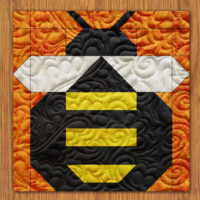 Bee Party Quilt Block PDF Pattern With Video Tutorial || 6, 8, 10, 12, and 14 Size Versions Included #494 B-1